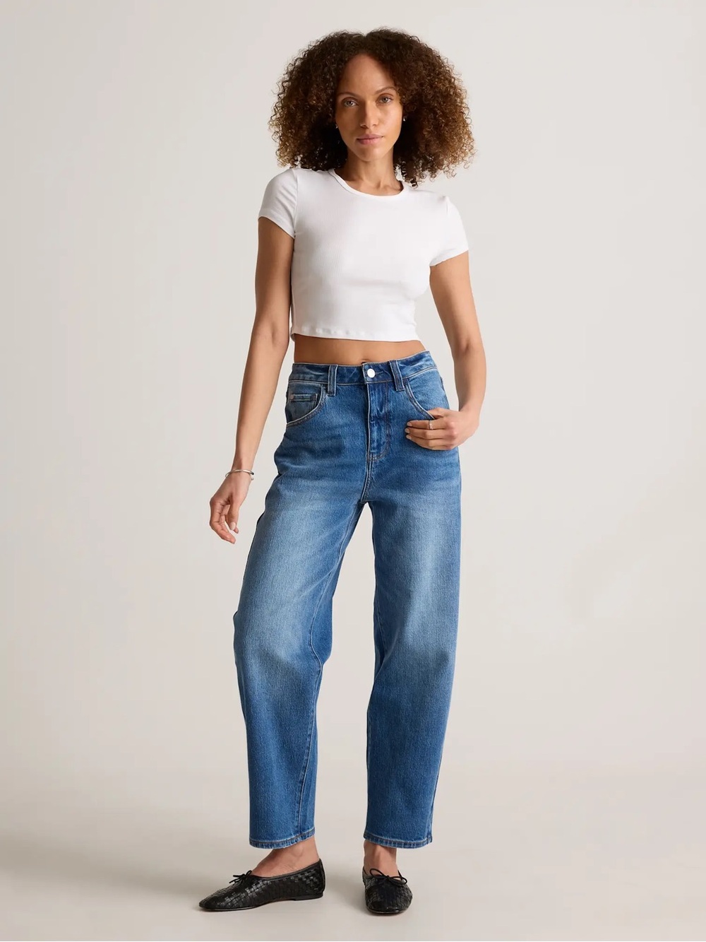 Quince Women’s Bella Stretch Barrel Jeans | Atlantic Blue Wash | 31